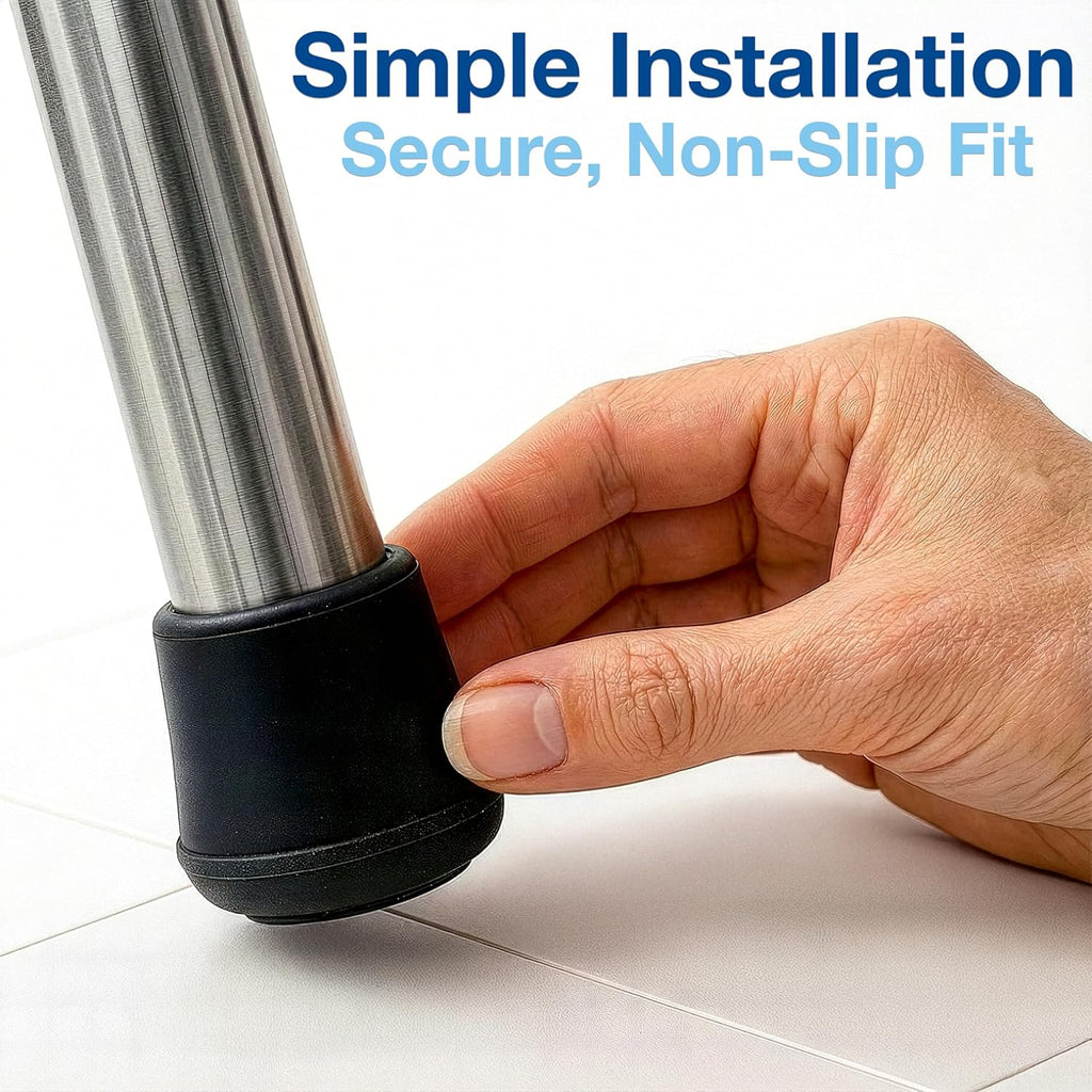 4 Pack Non-Slip round Rubber Leg Tip Protectors – 1/2" Inner Diameter for Chairs, Stools & Tables on Hardwood, Laminate, Tile & Vinyl - Reduce Noise & Prevent Scratches – Black