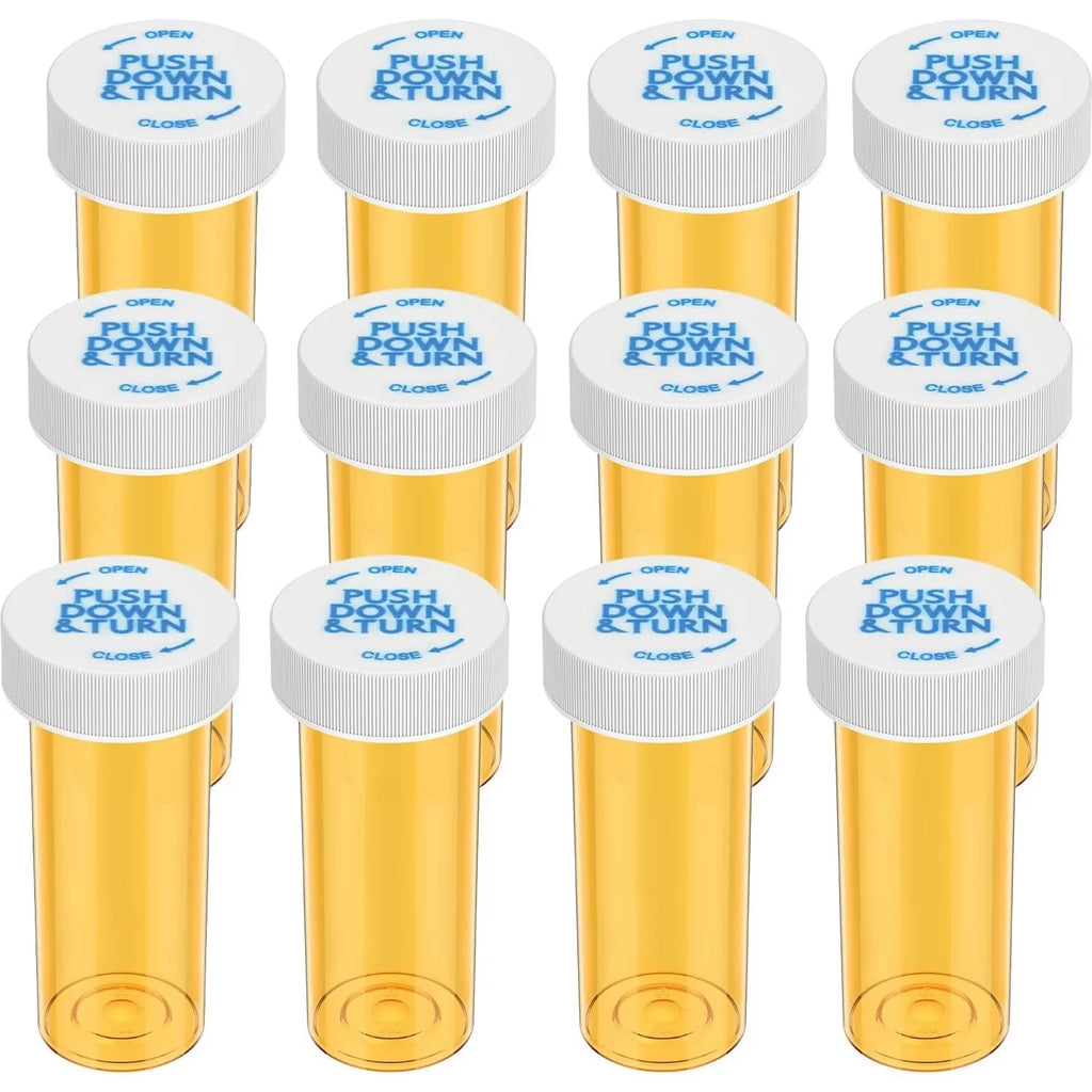 12/20 Pack Plastic Medicine Pill Bottles with Child Resistant Caps Travel Pill Vials - 6/8 Dram
